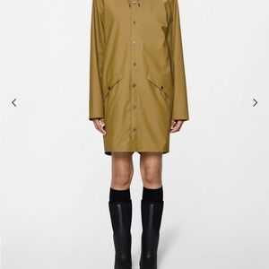RAINS Cream-Beige Long Raincoat